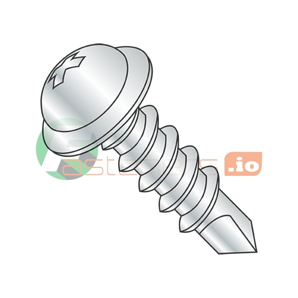 Newport Fasteners Self-Drilling Screw, #8 x 3/8 in, Zinc Plated Steel Flange Round Head Phillips Drive, 10000 PK 213353 - main